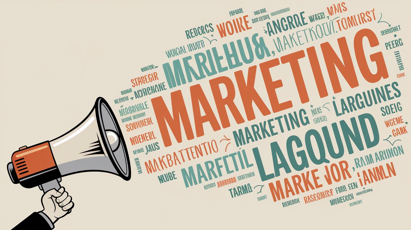 A megaphone realising marketing related words